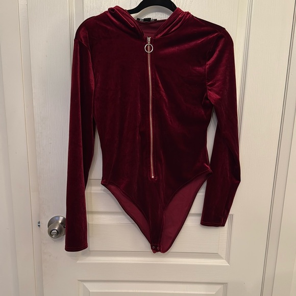 Like New: Forever 21 Red Velvet Bodysuit - Picture 1 of 11